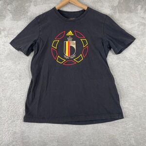 Adidas Belgium Shirt Mens Medium National Team Black Royal Belgian FA Soccer Tee